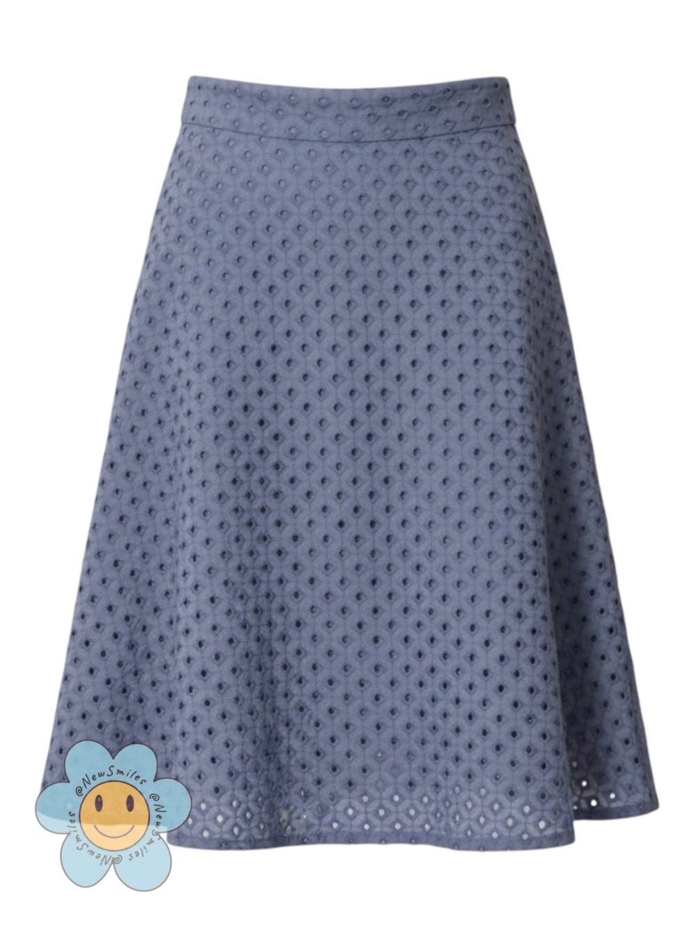 LOFT ~Beautiful Skirt ~Eyelet ~ Knee Length ~Bluish Gray ~New w/ Tags ~ Lined